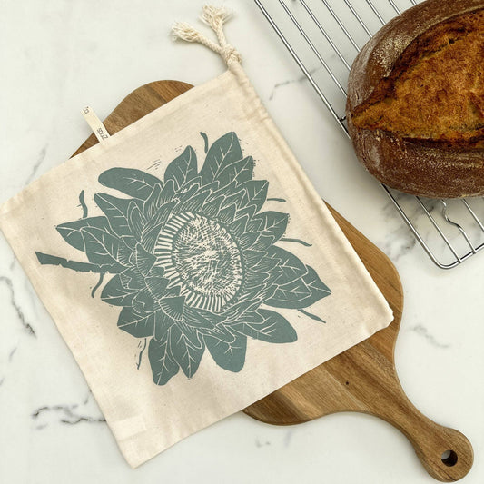 BREAD BAG 11 X 11 ORGANIC COTTON SLATE GRAY