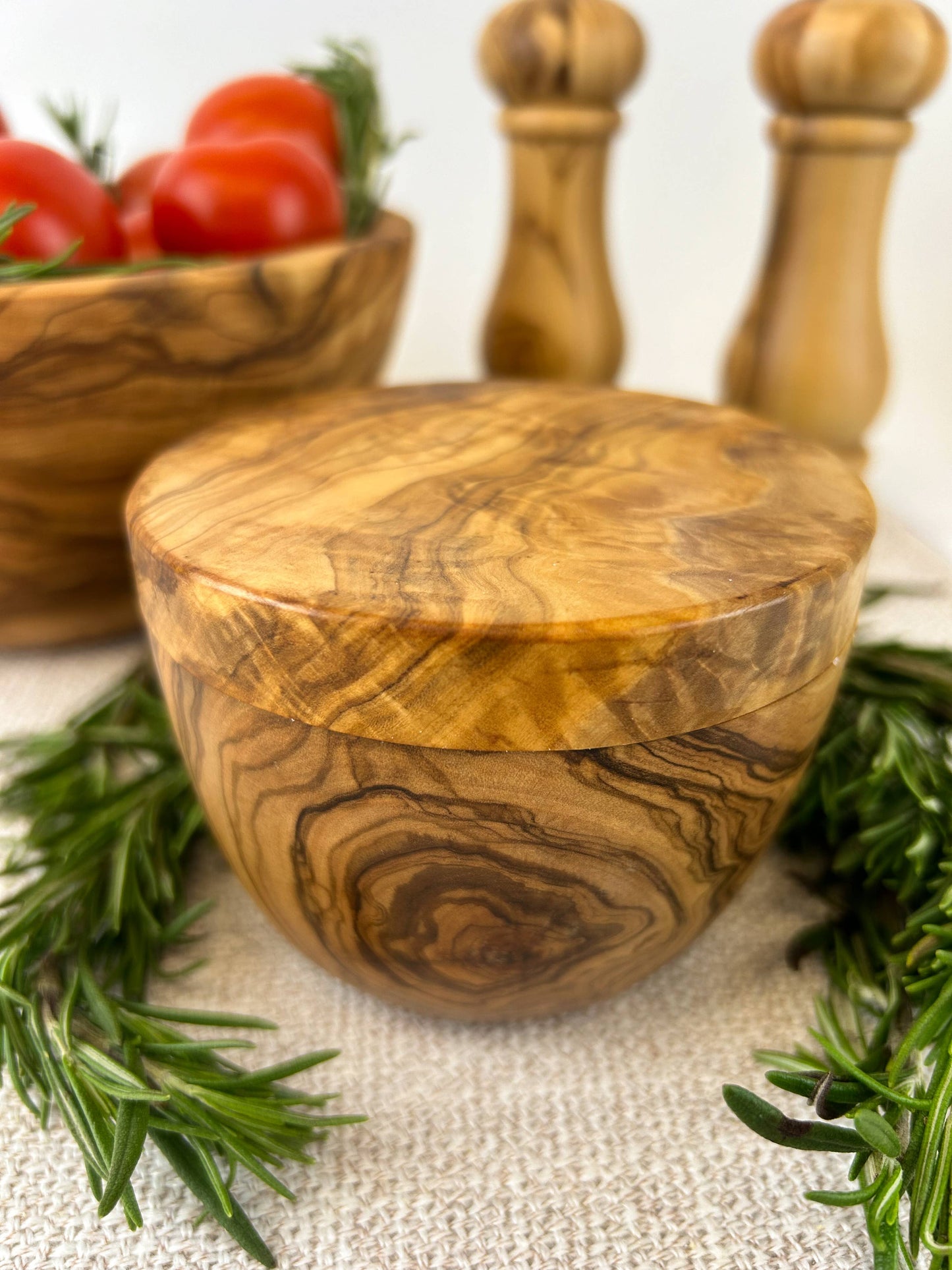 OLIVE WOOD SALT CELLAR