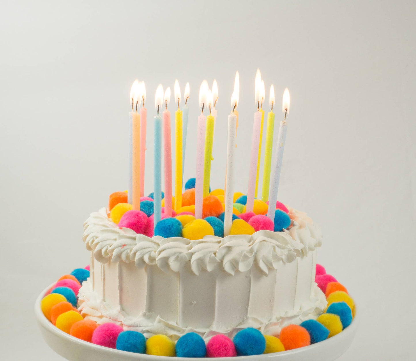 TALL PASTEL RAINBOW GRADIENT 16 CANDLE SET