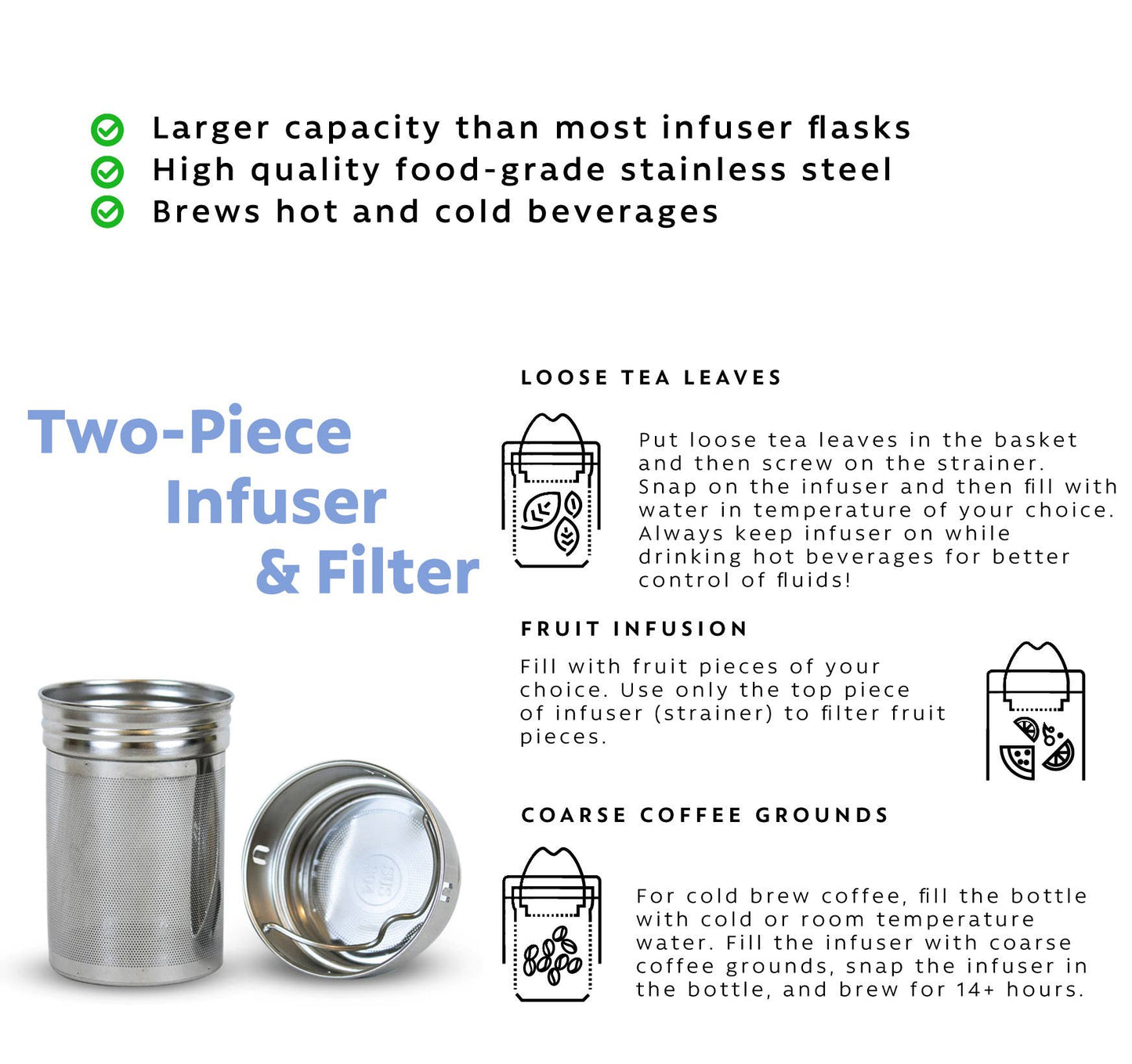 TEA INFUSER BOTTLE 25oz: SAFARI BIEGE