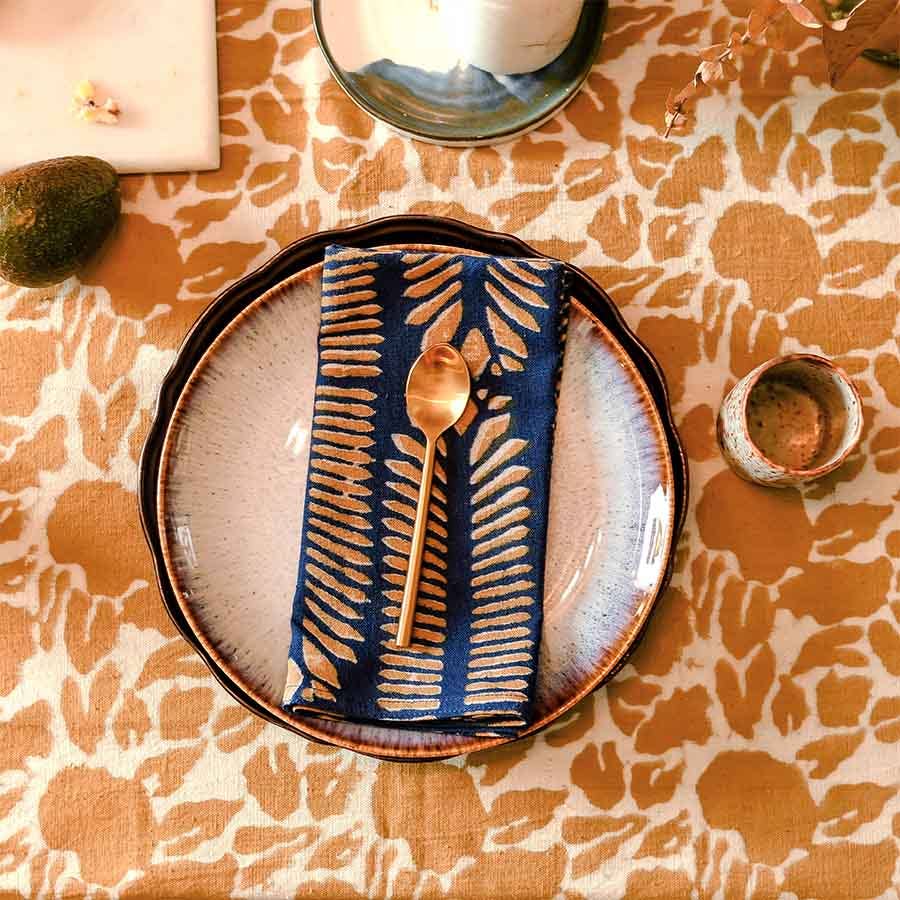 Artisan Dinner Napkins, Hand Block Printed Cotton Set | Nue