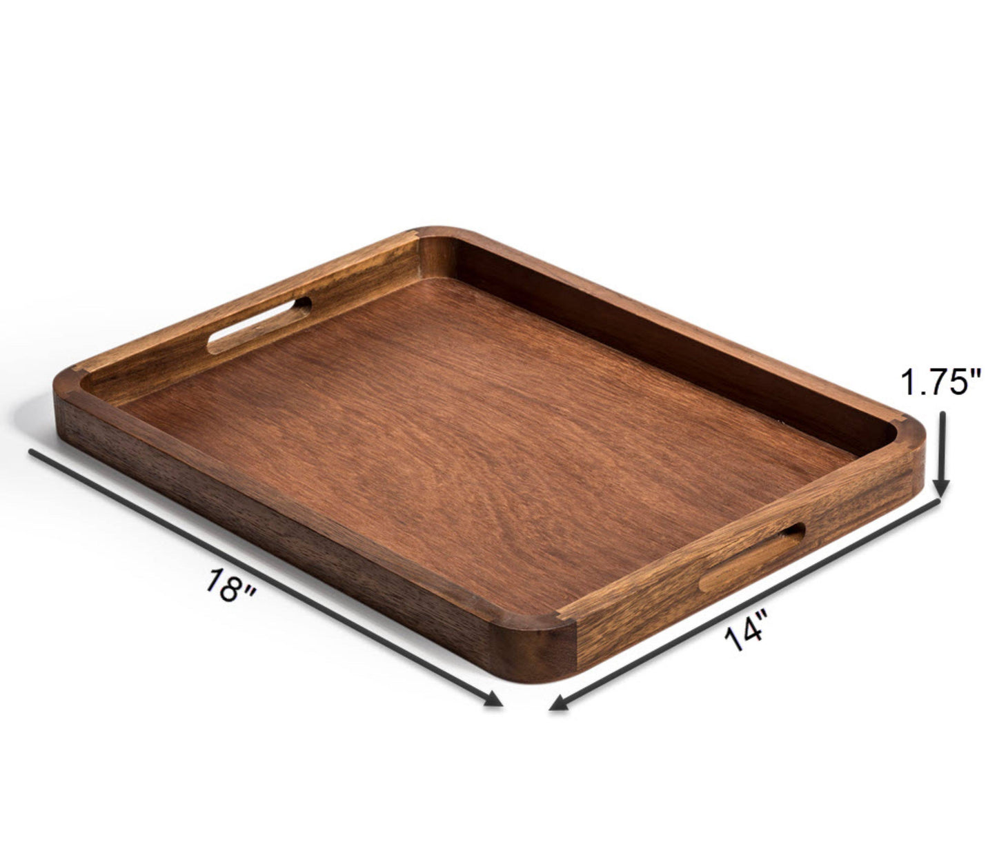 ACACIA WOOD SERING TRAY 18"X14" WITH ROUNDED CORNERS