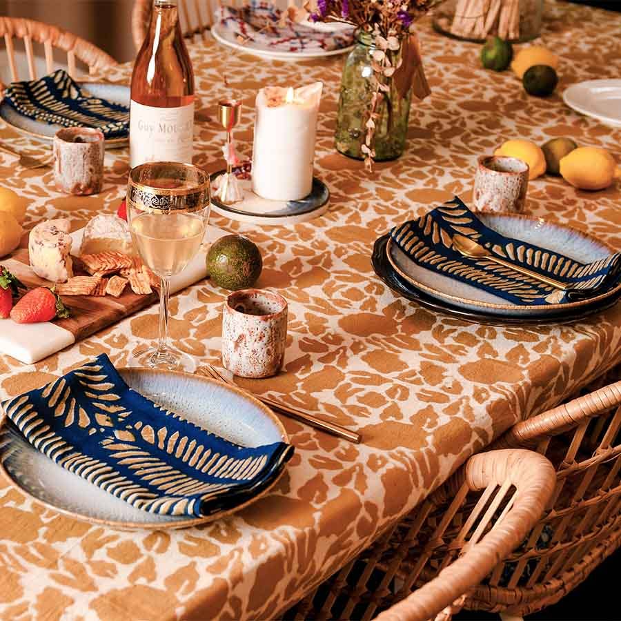 Artisan Dinner Napkins, Hand Block Printed Cotton Set | Nue