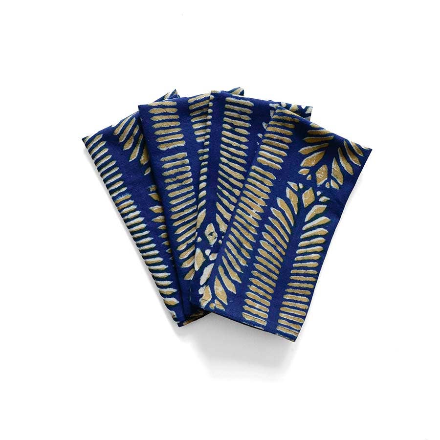 Artisan Dinner Napkins, Hand Block Printed Cotton Set | Nue