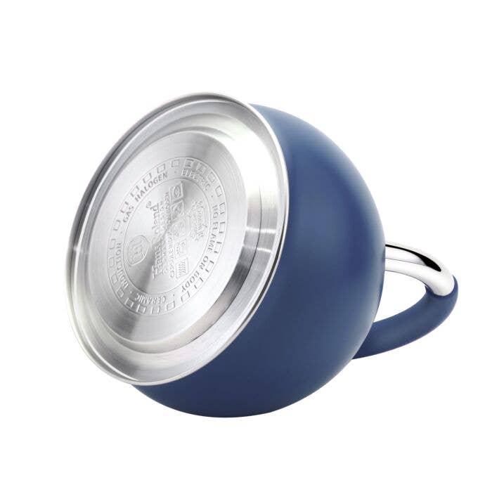 STAINLESS STEEL BLUE WHISTLING KETTLE WITH SILICONE HANDLE