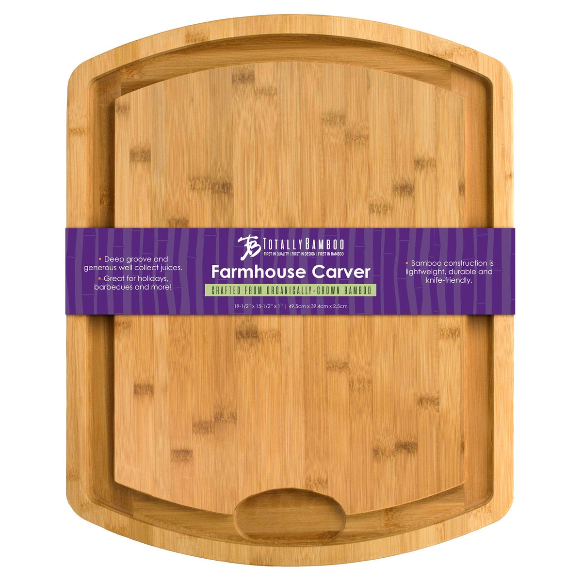 FARMHOUSE CARVER, BAMBOO CARVING BOARD W/ JUICE GROOVE