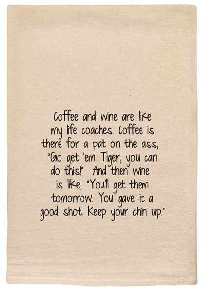 COFFEE & WINE FUNNY NATURAL TOWEL