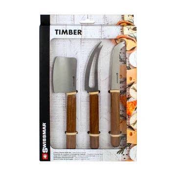 SWISSMAR 3-PIECE CHEESE KNIFE SET | TIMBER HANDLE