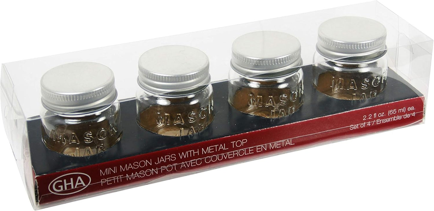 Mini Mason Embossed Jar 2.2 OZ Set/4