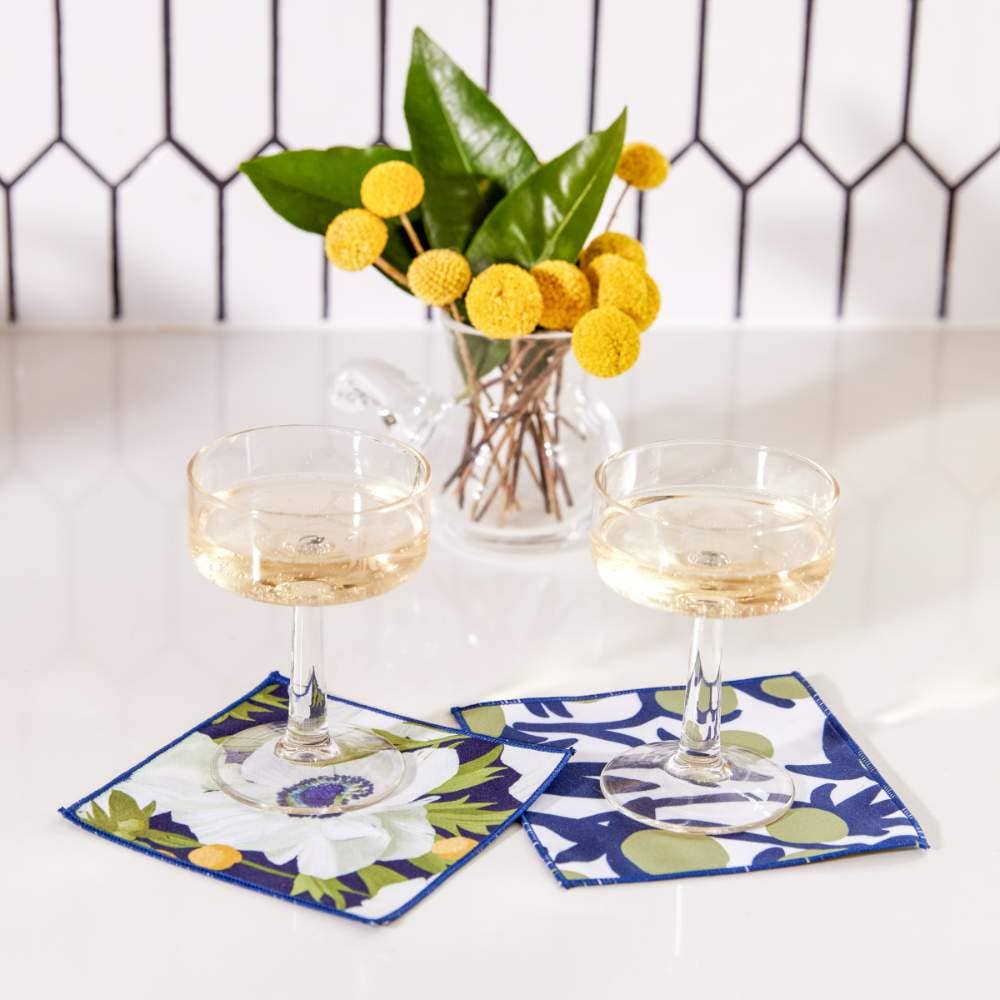 ANEMONE POPPY REUSABLE ECO COCKTAIL NAPKINS, SET OF 8
