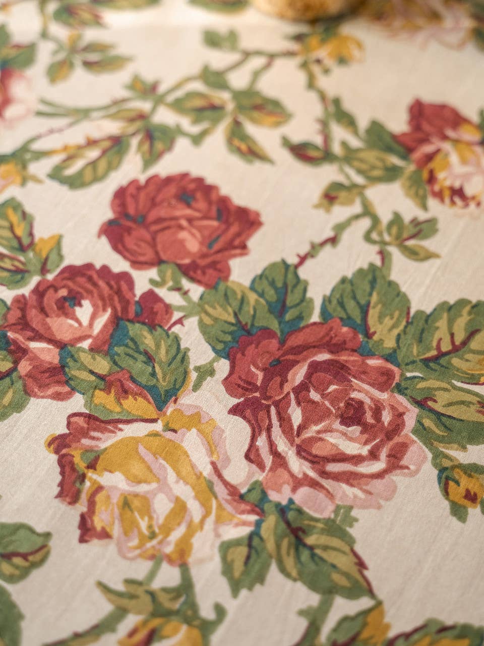 WINTER ROSE TABLECLOTH - ANTIQUE 72X120
