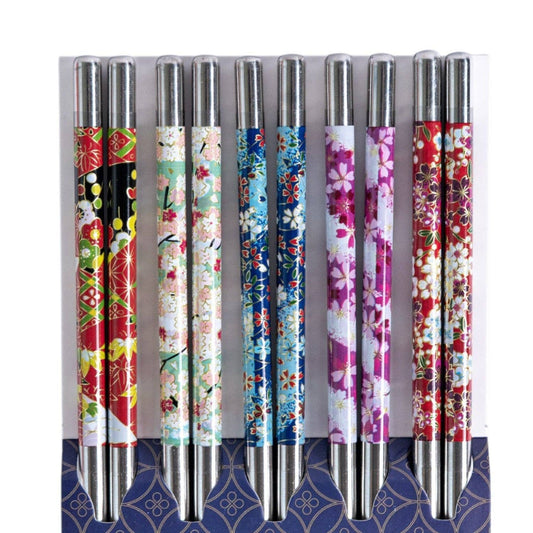 Floral Chopsticks Set Stainless Steel 5/pair