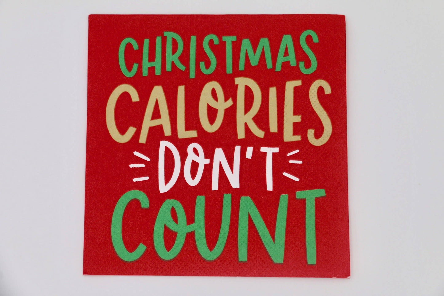 FUNNY COCKTAIL NAPKINS CHRISTMAS CALORIES DON'T COUNT