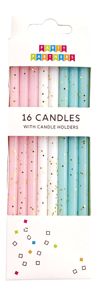 PASTEL GOLD GLITTER 16 CANDLE SET