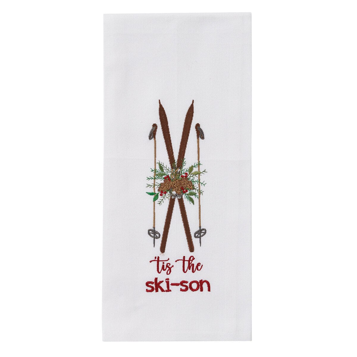 TIS THE SKI-SON EMBROIDERED DISHTOWEL