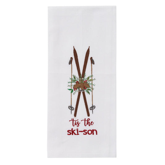 TIS THE SKI-SON EMBROIDERED DISHTOWEL
