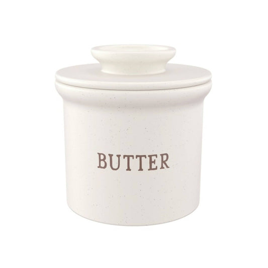 KOOK FRENCH BUTTER KEEPER DISH, CERAMIC: OATMEAL