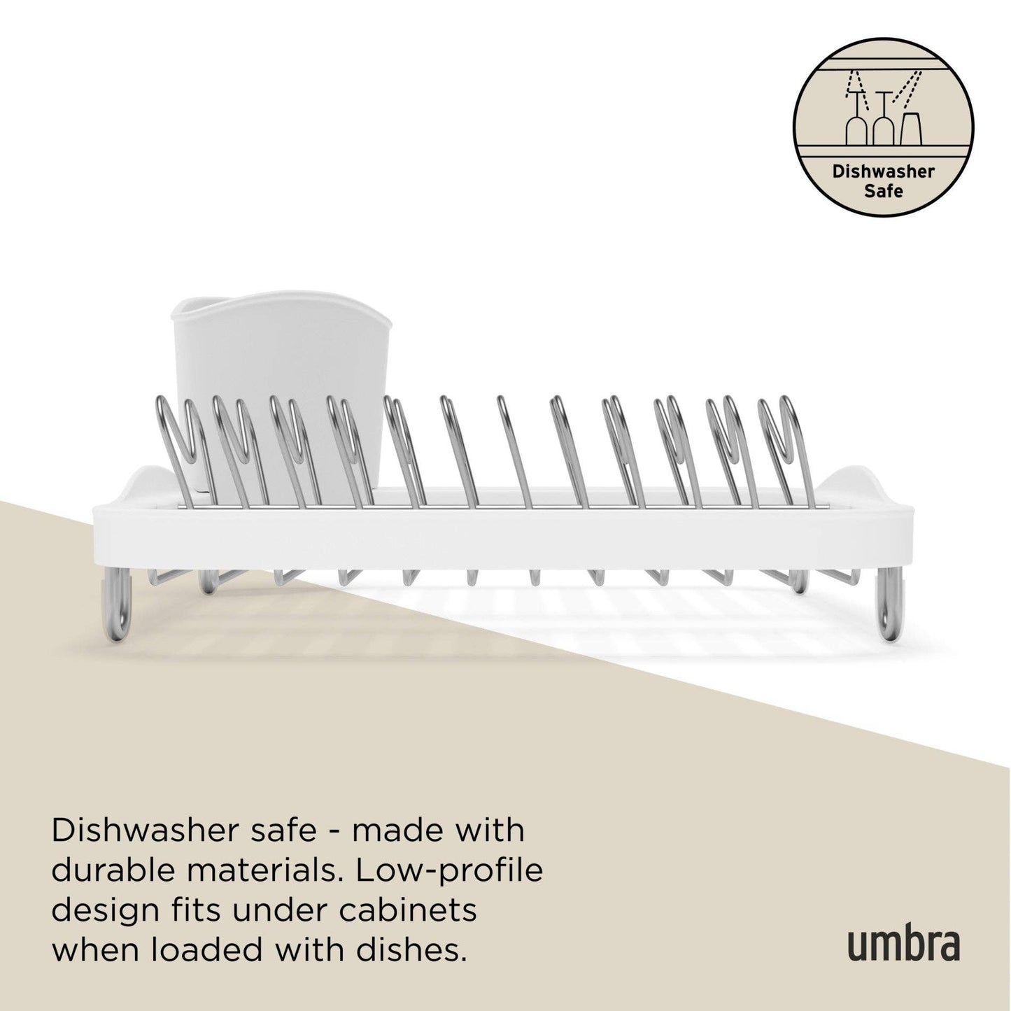 SINKIN DISH RACK: WHITE-NICKEL