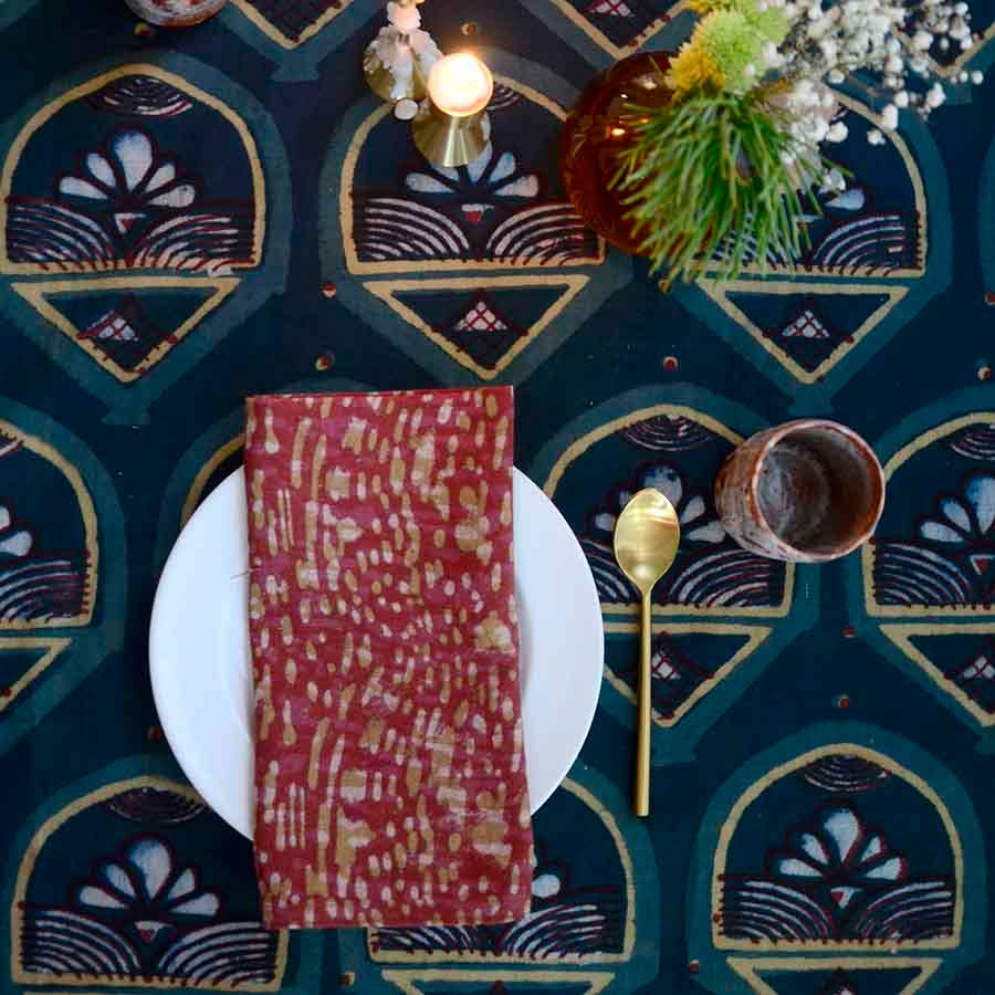 Sustainable Cotton Dinner Napkins Set of 4 | Barkha Orange