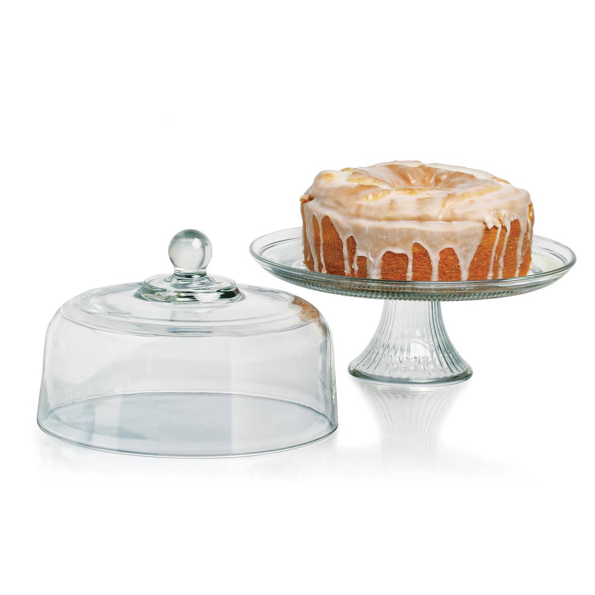 CANTON GLASS CAKE STAND W/LID