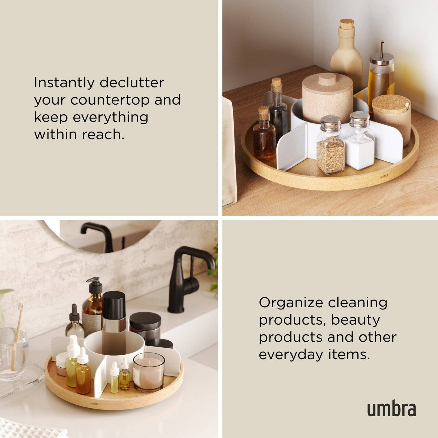 BELLWOOD LAZY SUSAN: WHITE-NATURAL