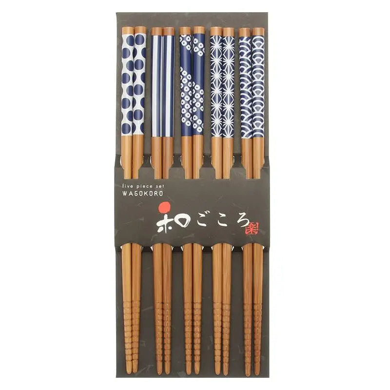 ASIAN CHOPSTICK 5 PACK BLUE AND WHITE