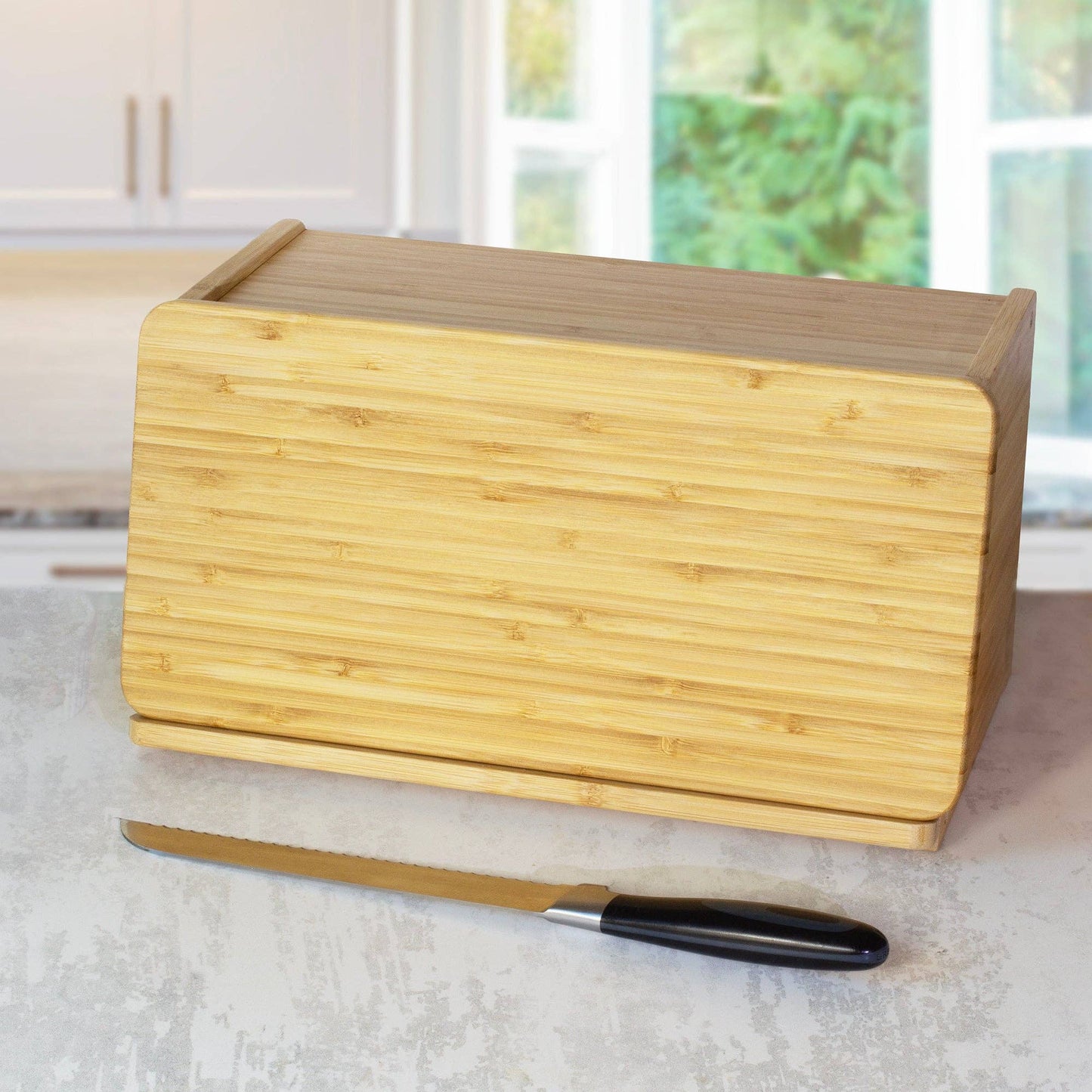 Crumb Catcher Bread Box with Removable Cutting Board Door