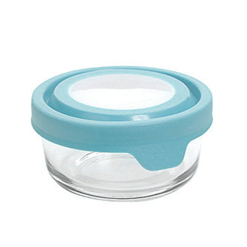 GLASS STORAGE ROUND 1 CUP MINERAL BLUE
