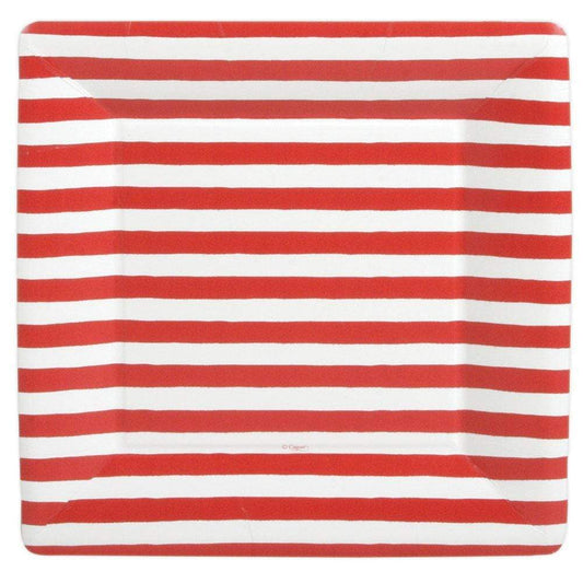 DINNER PAPER PLATE RED & WHITE STRIPES 10IN