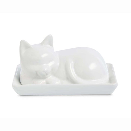 CERAMIC BUTTER DISH CAT