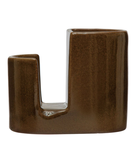 STONEWARE CONTAINER W/ SPONGE HOLDER