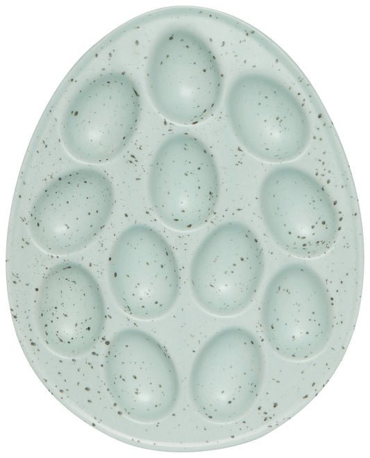 ROBIN'S EGG BLUE STONEWARE DEVILED EGG TRAY