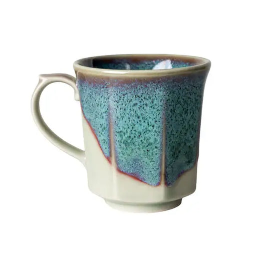 Green Flow Reactive Glaze Porcelain Octagon Mug