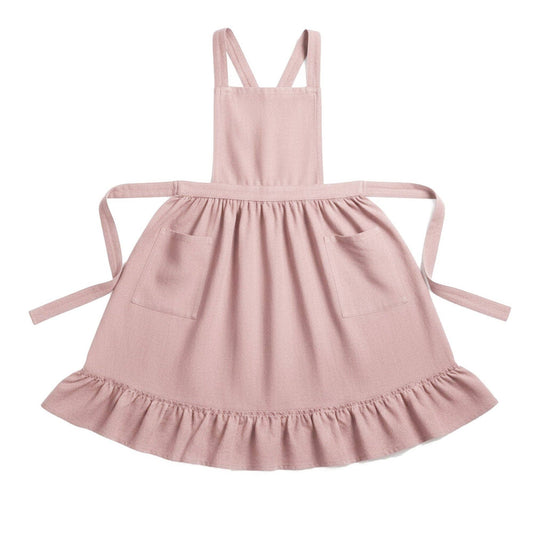 Adjustable Cross Back Ruffle Hem Apron with Front Pockets