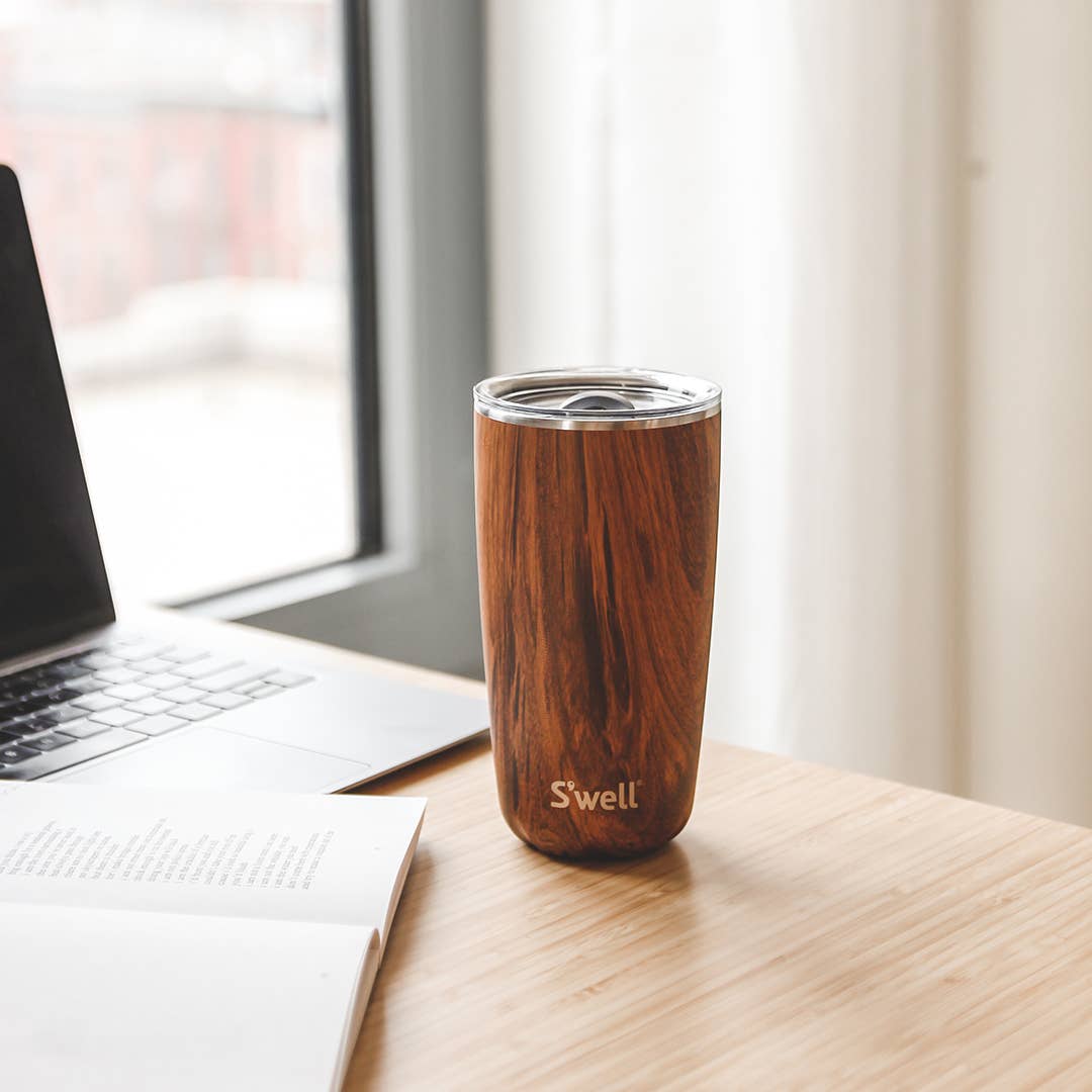 STAINLESS STEEL TUMBLER WITH LID - TEAKWOOD: 18OZ