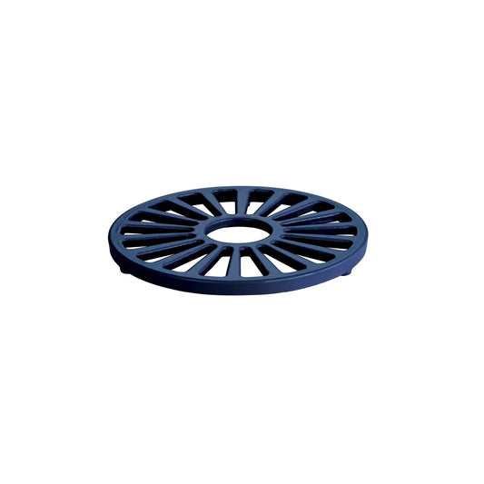 TRIVET  ENAMELED CAST IRON 7" ROUND BLUE