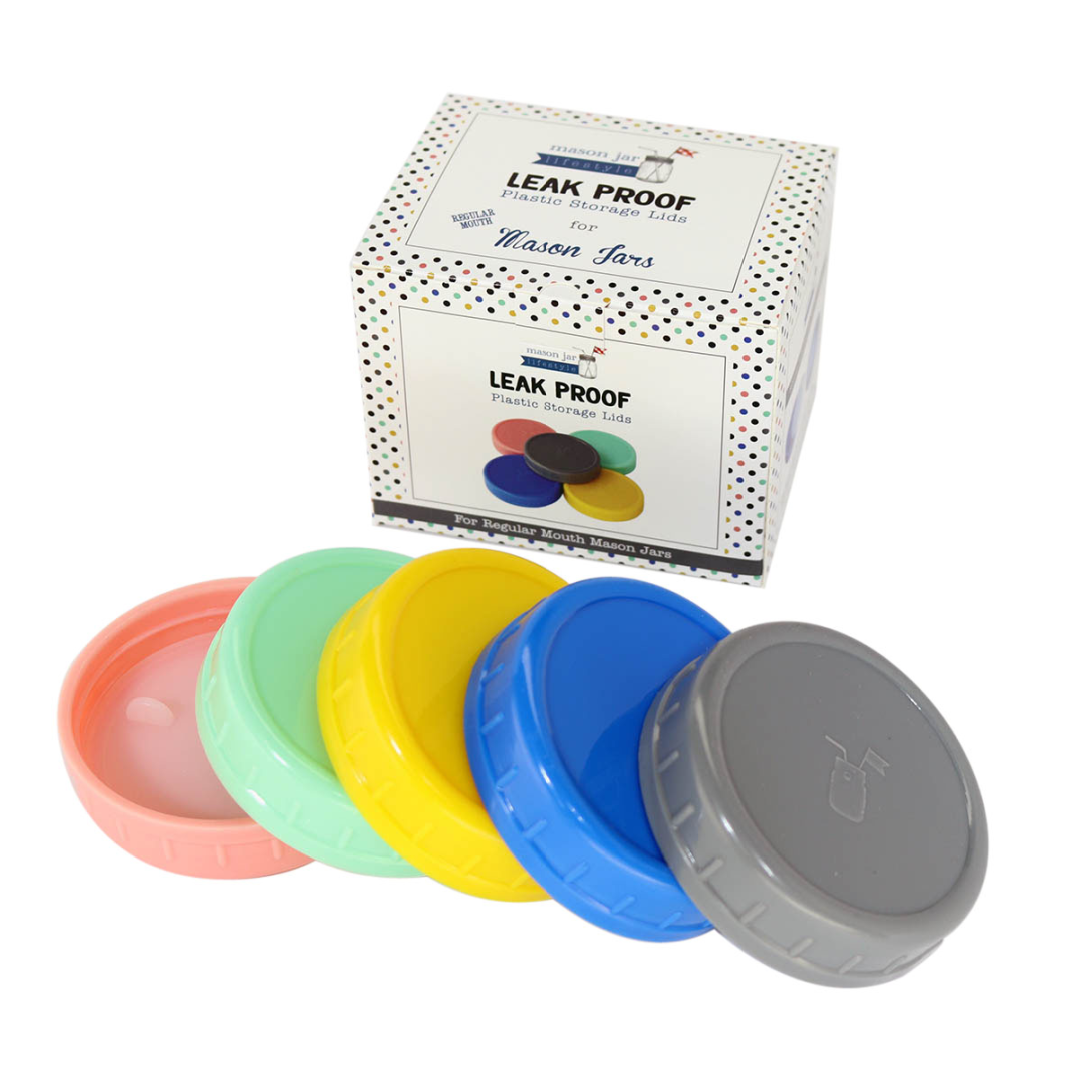 MJL LEAK PROOF PLASTIC STORAGE LIDS FOR MASON JARS: WIDE MOUTH