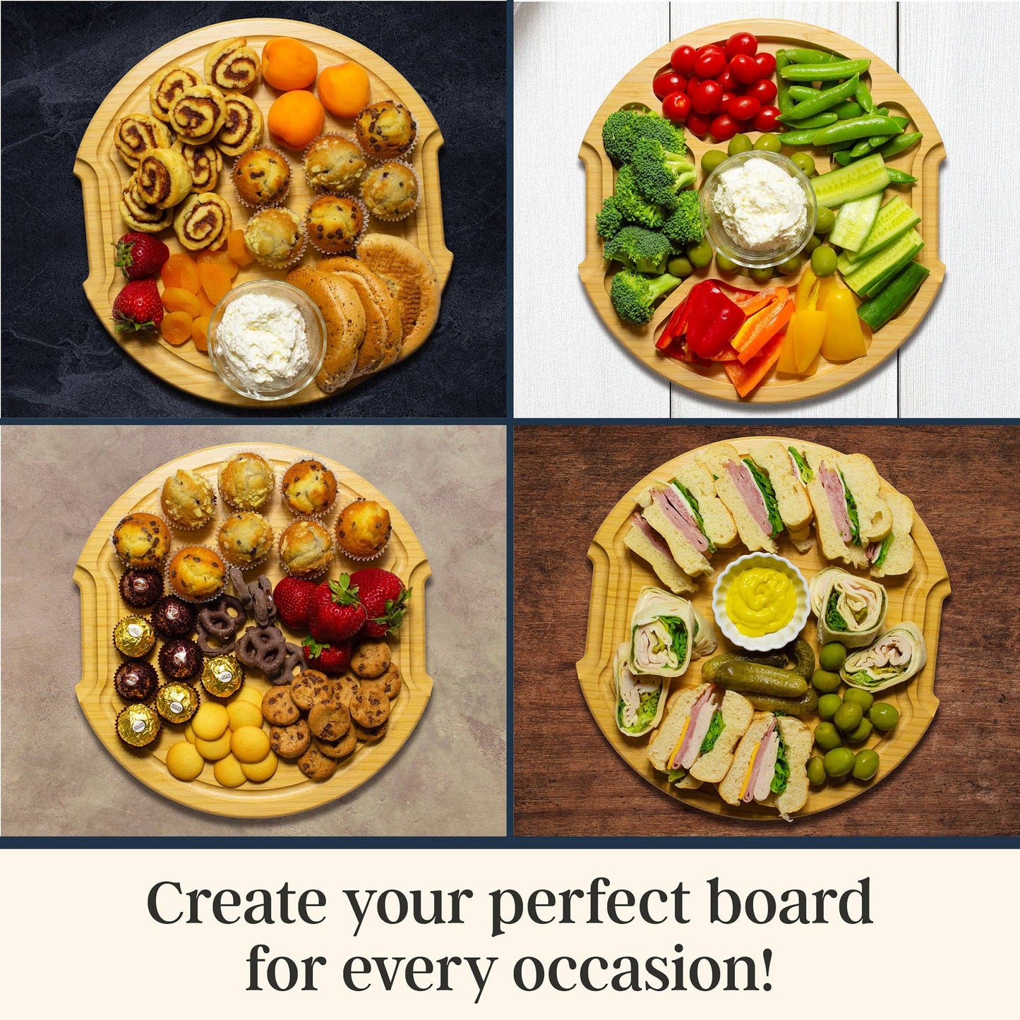 Round Charcuterie Board w/ Locking Lid