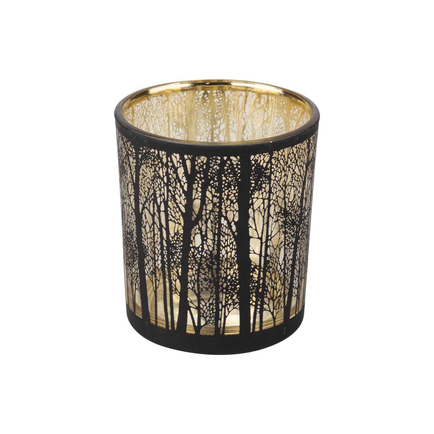 GLASS HOLDER W/ BLACK TREES