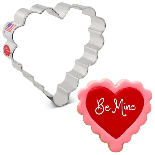 SCALLOPED HEART COOKIE CUTTER 4"