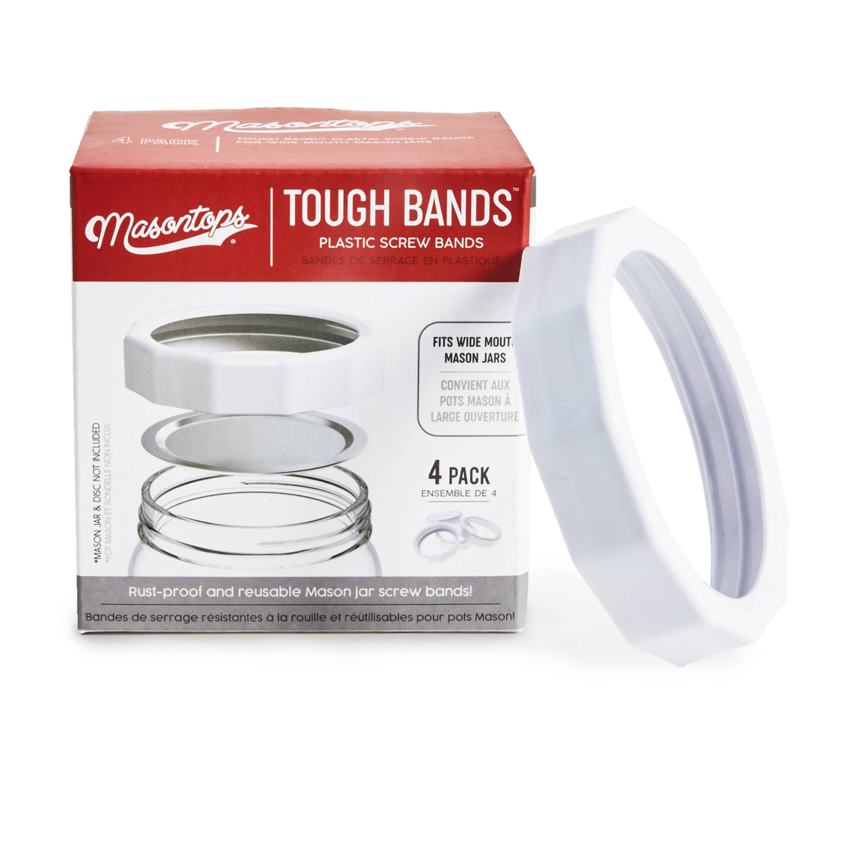 Tough Band Plastic Screw Bands for Mason Jars: Wide Mouth