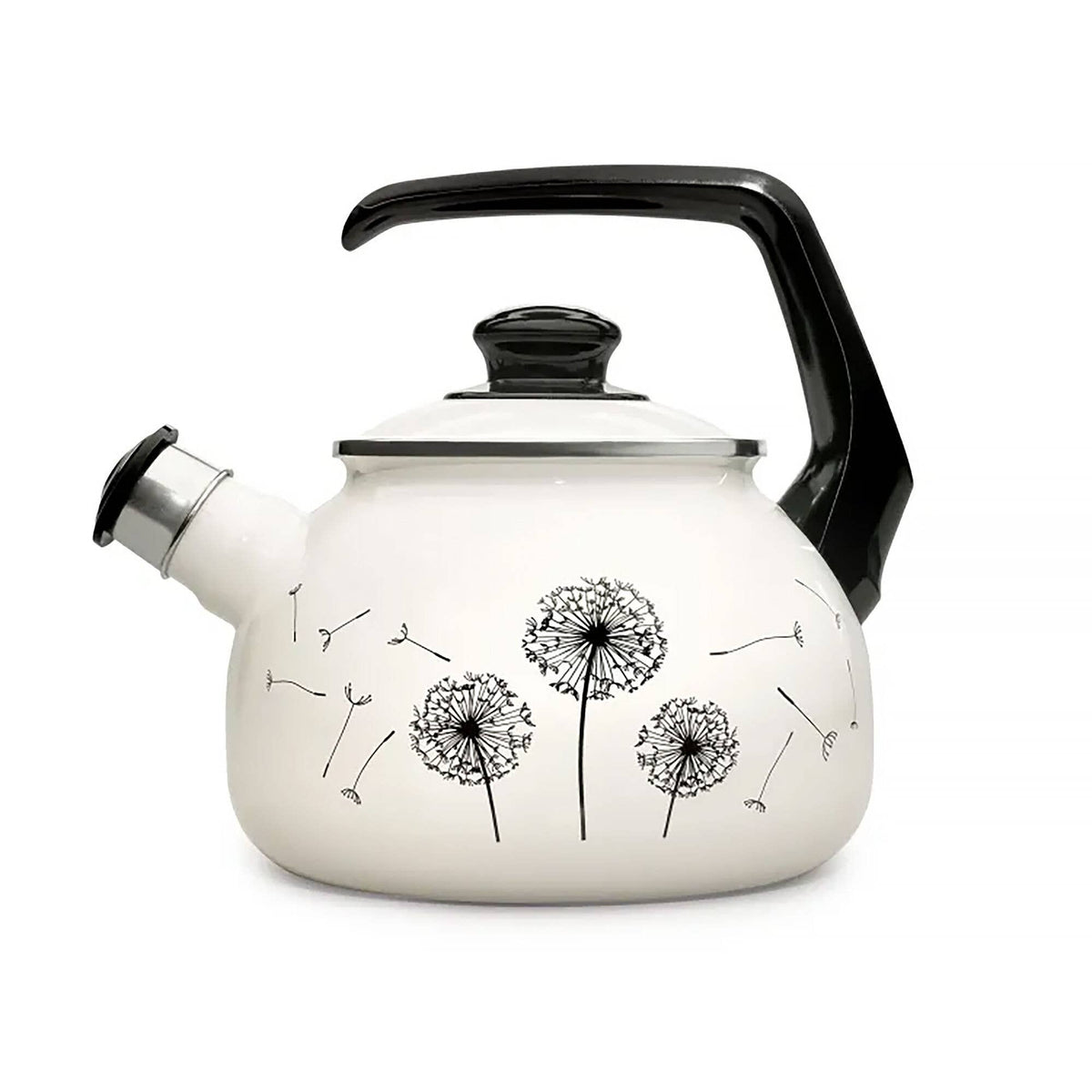 DANDELIONS VINTAGE ENAMEL WHISTLING KETTLE