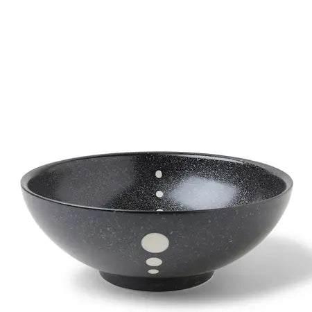 SATIN BLACK WHITE DOTS BOWL 8-3/8"