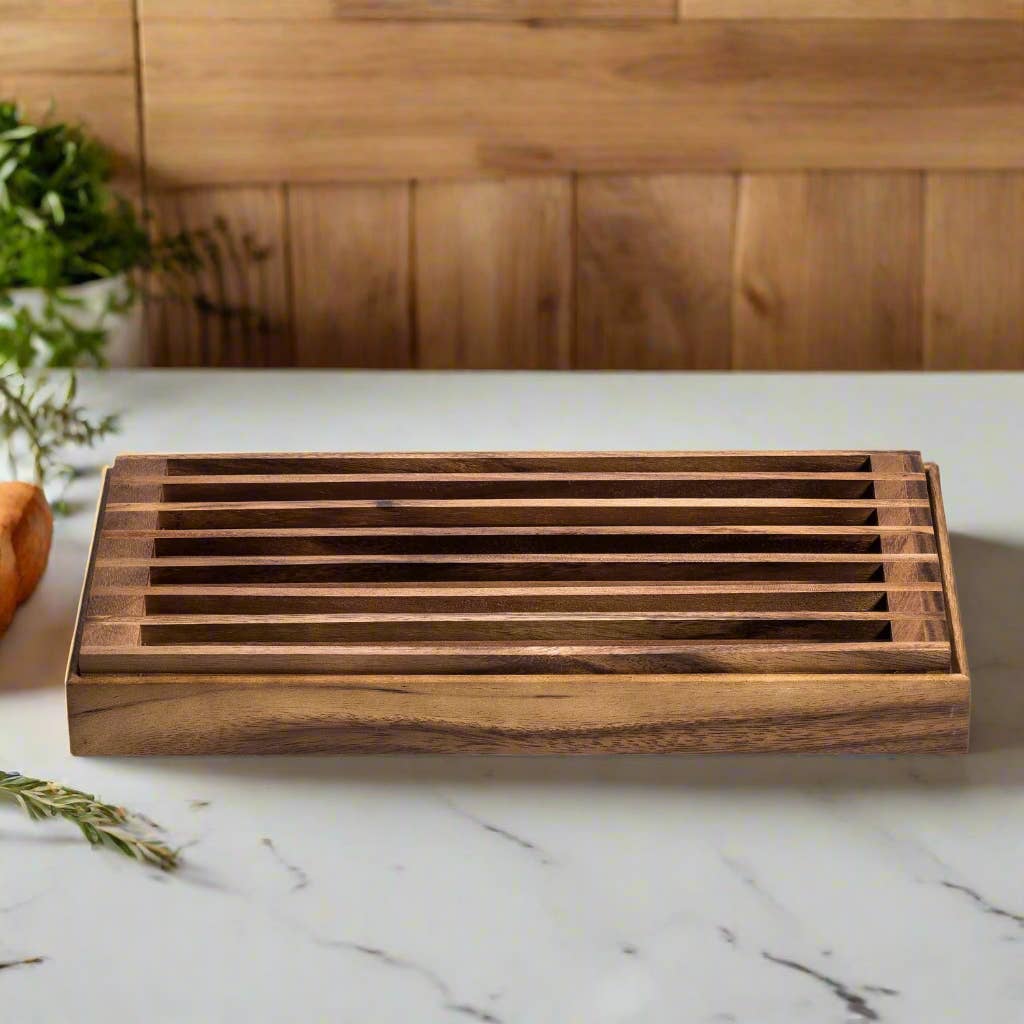 ACACIA WOOD BREAD CRUMB CATCHER