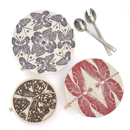 HALO DISH COVERS 3 PACK BUTTERFLIES LG