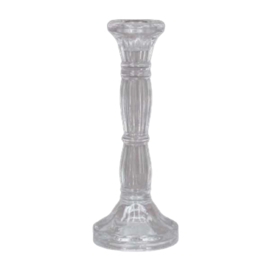 CLEAR MOLDED GLASS TAPER HOLDER 8IN