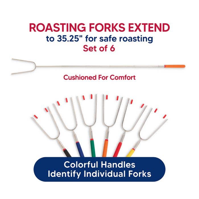 TELESCOPING ROASTING FORKS SET OF 6
