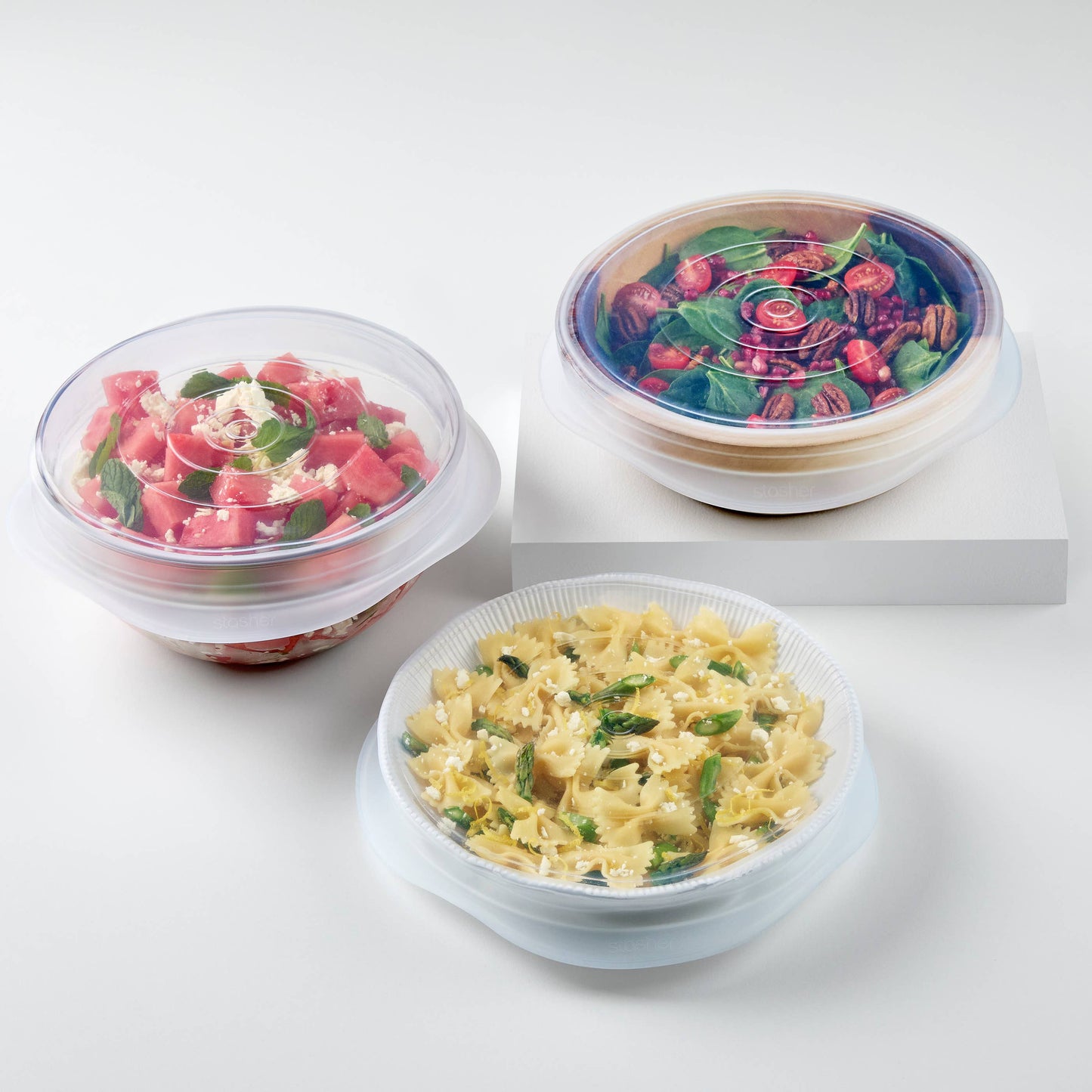 STASHER STRETCH LIDS LARGE 3 -PACK:CLEAR
