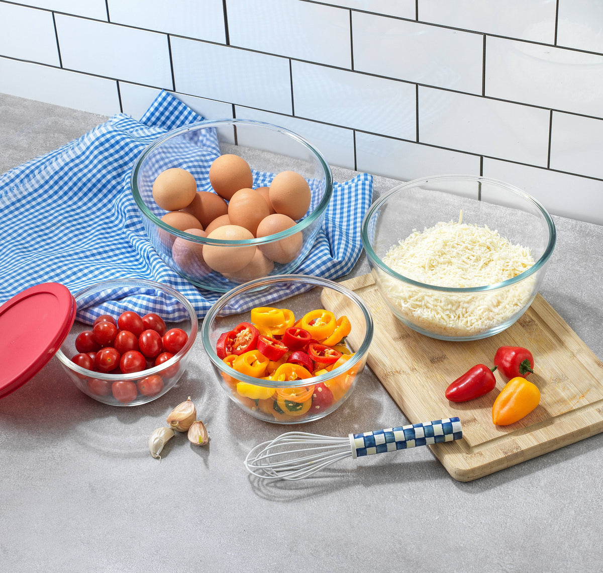 Glass Mixing Bowls With Lids Set/4
