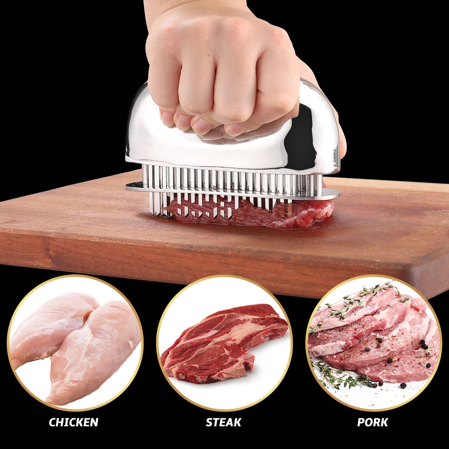 Meat Tenderizer Tool Sharp Needle Blades Stainless Steel